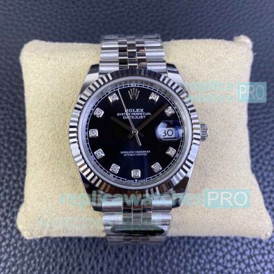 Clean Factory Swiss Replica Rolex Jubilee Datejust II 3235 Black Dial w Diamonds